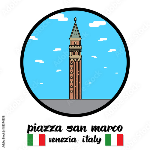 Circle Icon line Piazza San Marco. vector illustration