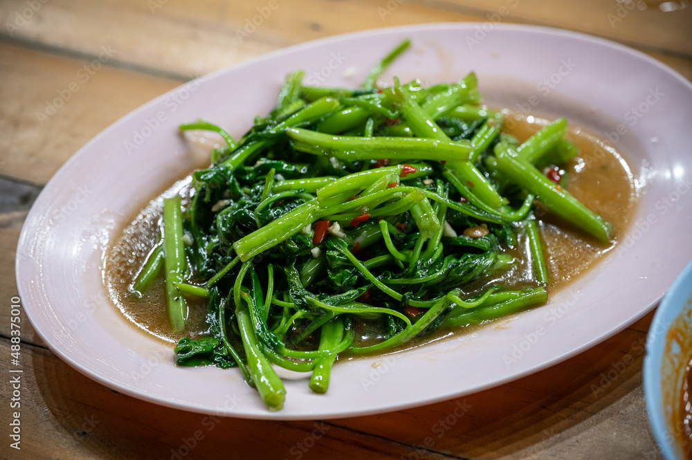 Stir fried morning glory (Phak bung fi daeng) Stir fried morning glory (Phak bung fi daeng)