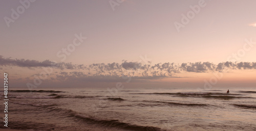 picturesque sunset at the beach, North Sea, Germany