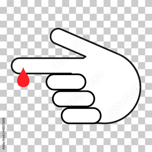 Hand finger with drop blood icon, medical health test symbol, control measurement vector illustration