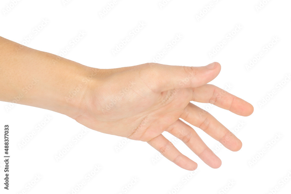 Gesture symbols male hand, isolated white background.	