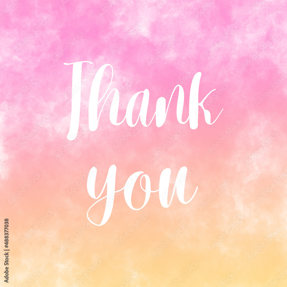 Thank you lettering on watercolor texture background