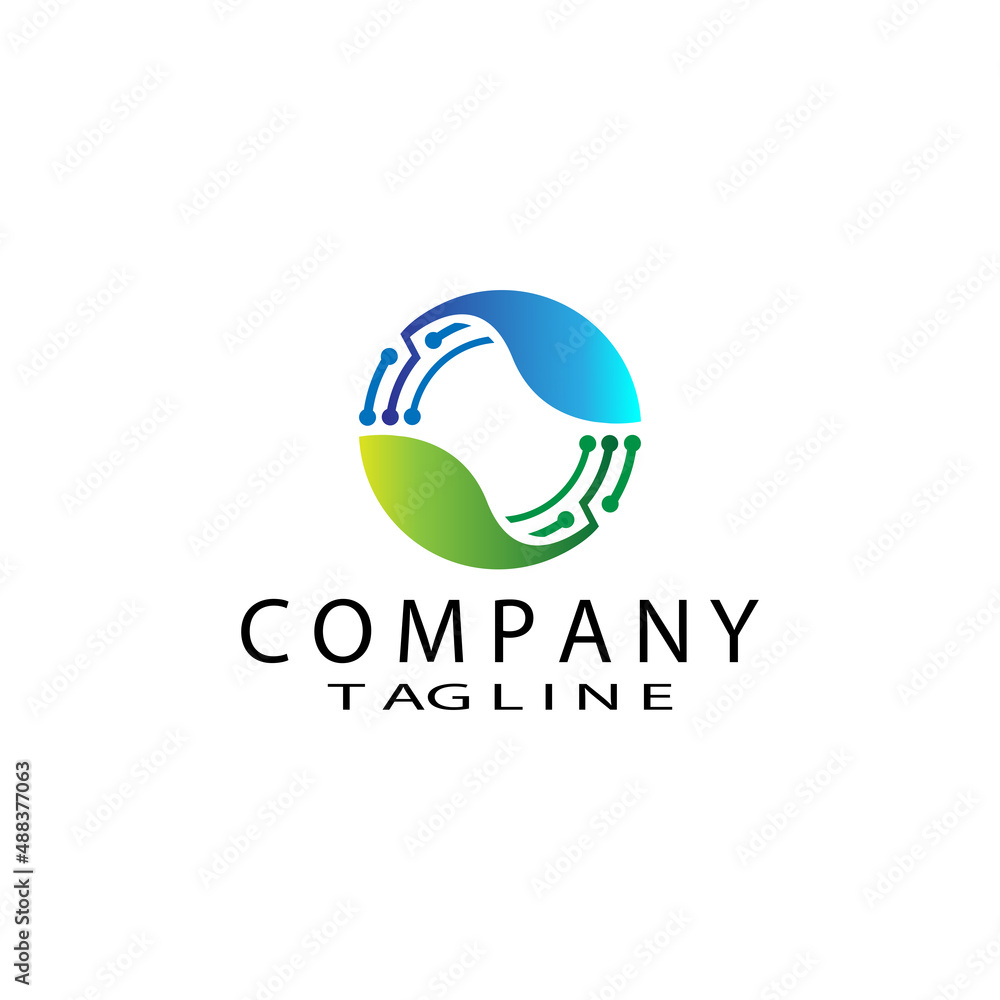 Eco Tech Logo for business, vector illustration