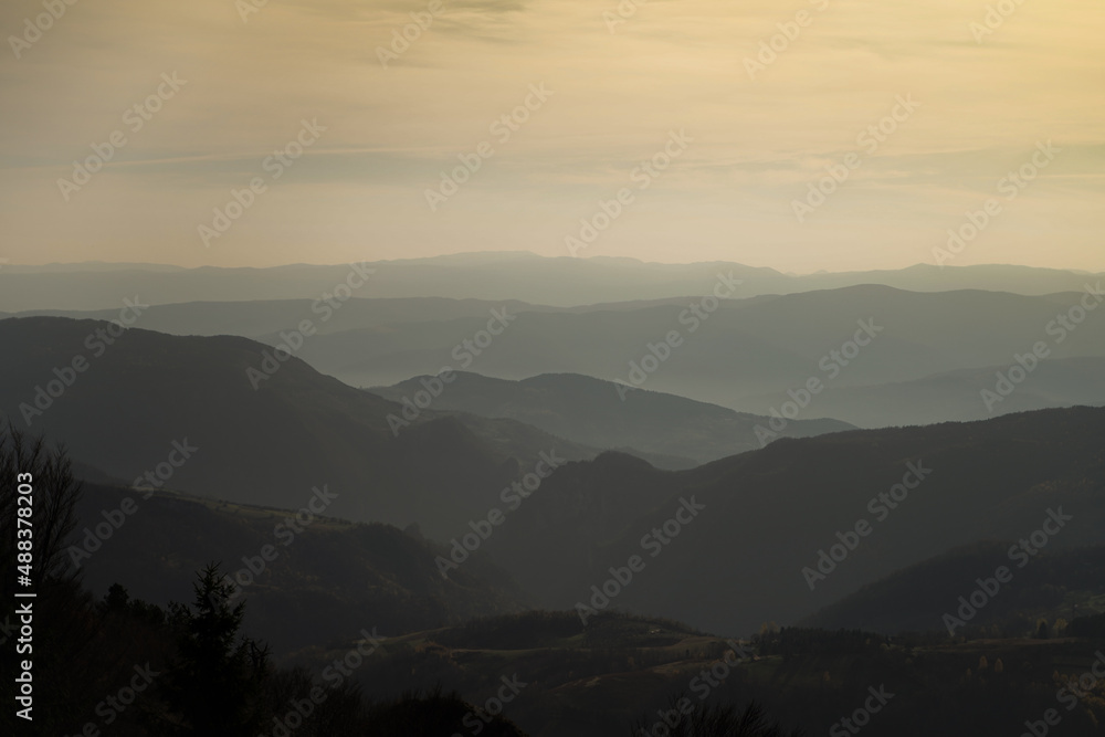 Obraz premium Sunset over Balkan mountains
