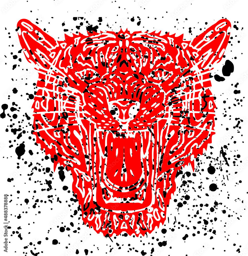 Εκτύπωση καμβά Tattoo tribal Wild cats graphic design vector art