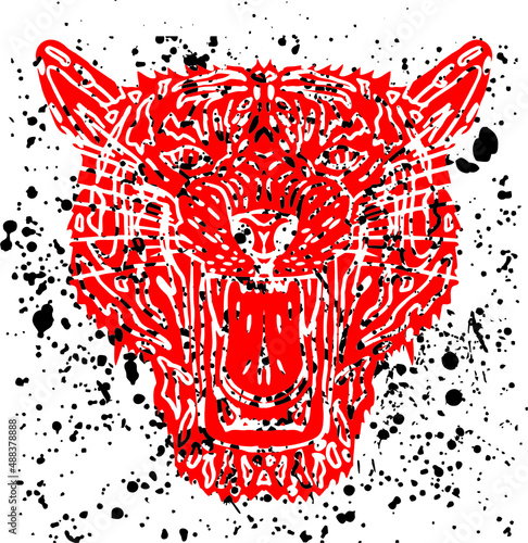 Canvas Print Tattoo tribal Wild cats graphic design vector art