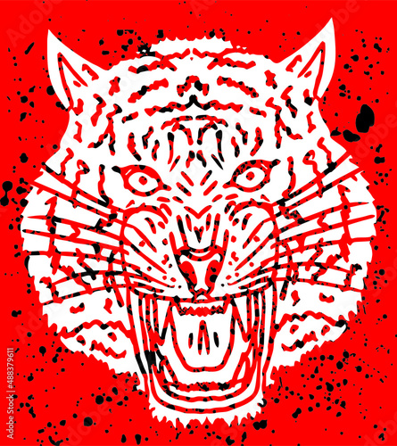Canvas Print Tattoo tribal Wild cats graphic design vector art