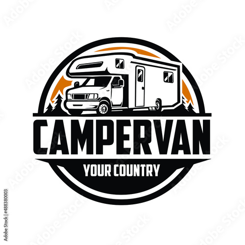Camper van RV motor home emblem ready made logo. Best for camper van logo