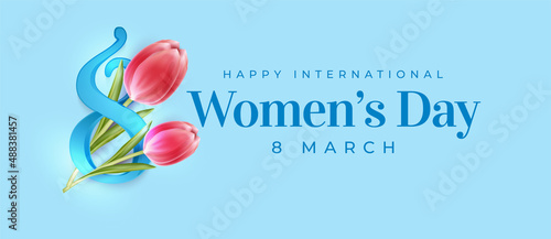 Realistic banner for the 8 march international women's day