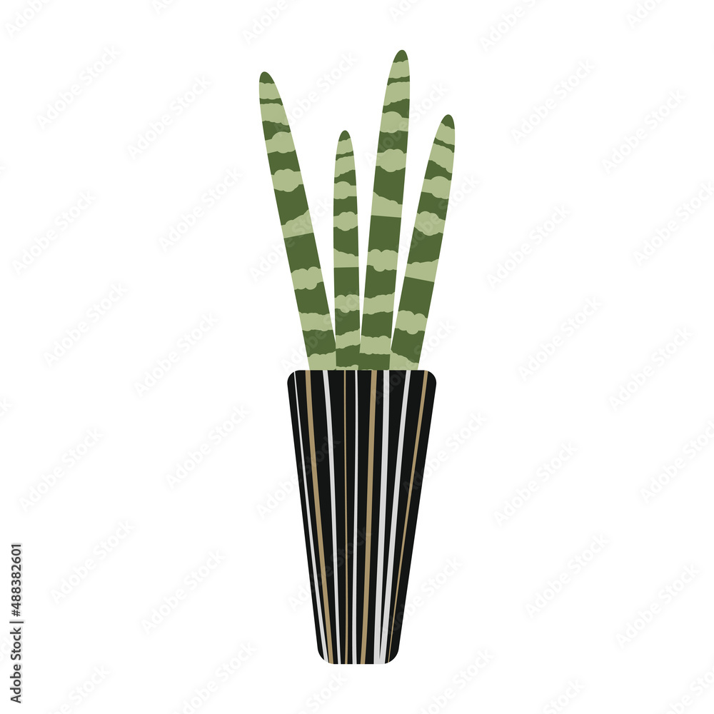 Snake plant vector illustration. Sansevieria plant on a black ceramic plant pot. Dracaena trifasciata. 3D looking scalable vector design. Snake plant vector illustration. Sansevieria plant on a black ceramic plant pot. Dracaena trifasciata. 3D looking scalable vector design.
