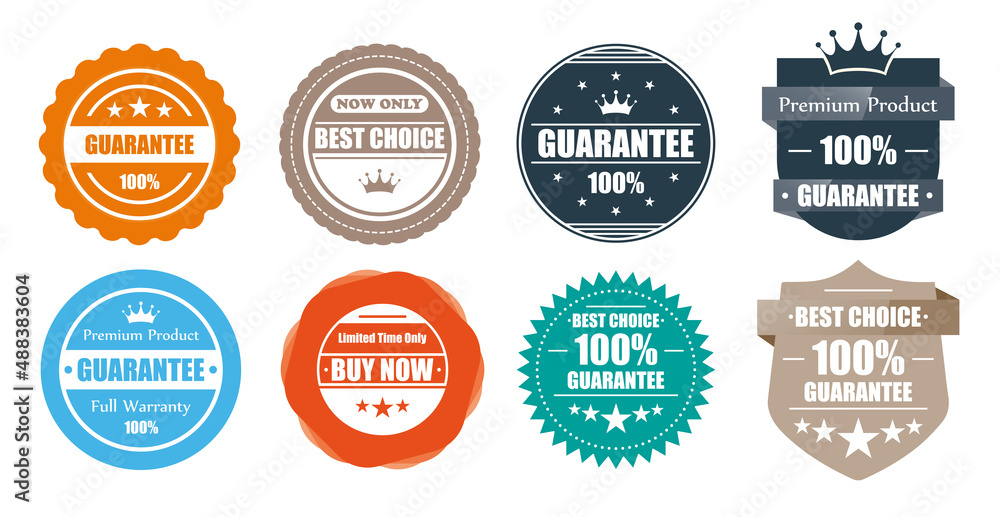 Guaranted badge vector icon set