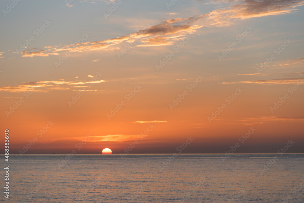 Obraz premium Sunrise over the Mediterranean from the city of Aguilas, Murcia, Spain