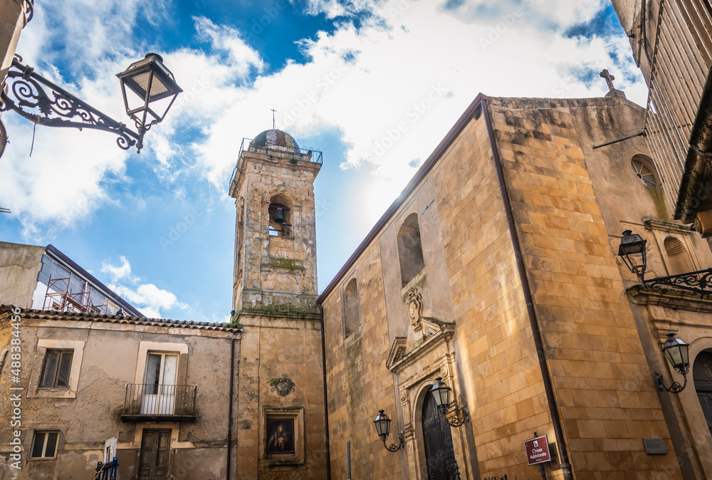 Facade of Addolorata Church in Enna, Sicily, Italy, Europe