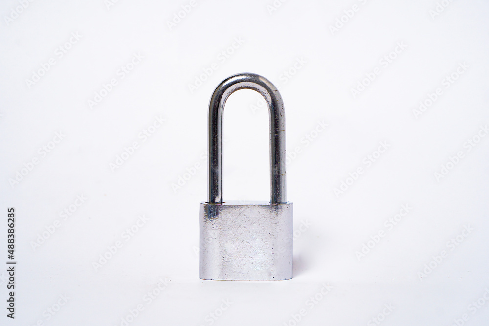 Fototapeta premium padlock for added security, with silver color and white background