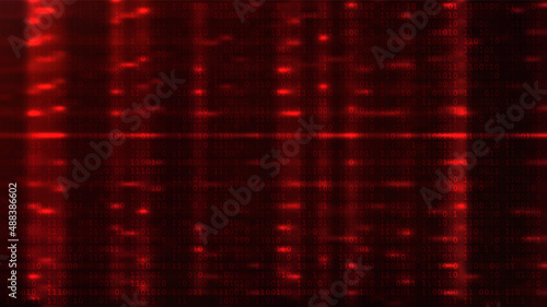 Digital Binary Code on Dark Red Background. Data Breach