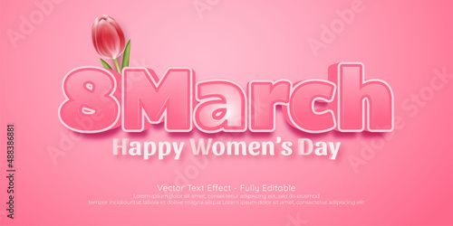 Beautiful 8 march womens day with editable text on 3d style pink background