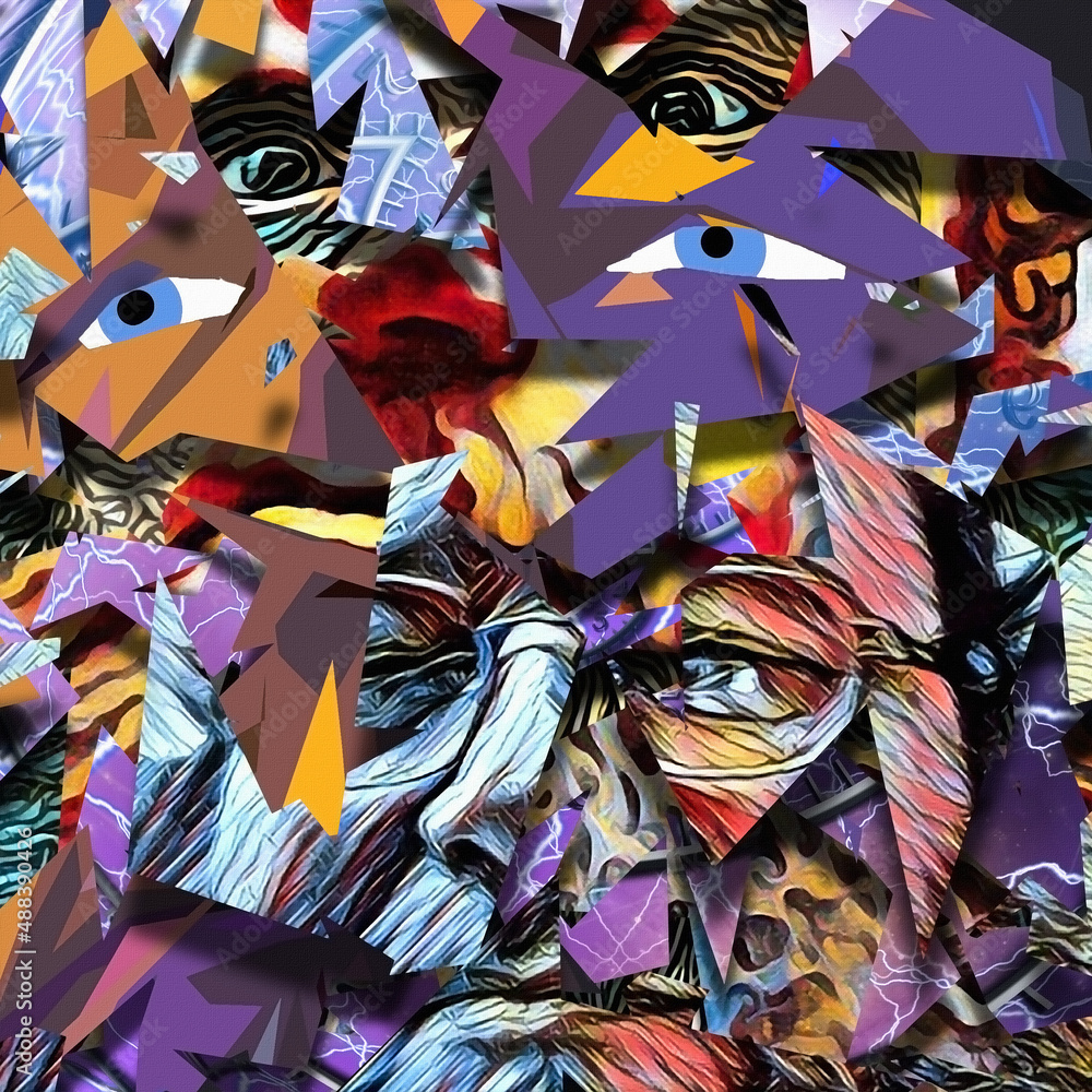 Fotografie Abstract Man's face in glasses