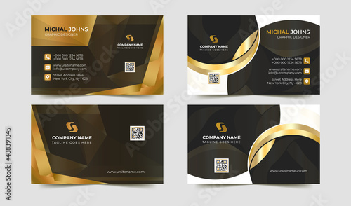 Set of golden business card template and luxury creative visiting card design