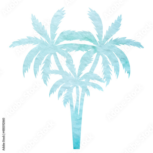 palm tree watercolor silhouette on white background  isolated vector