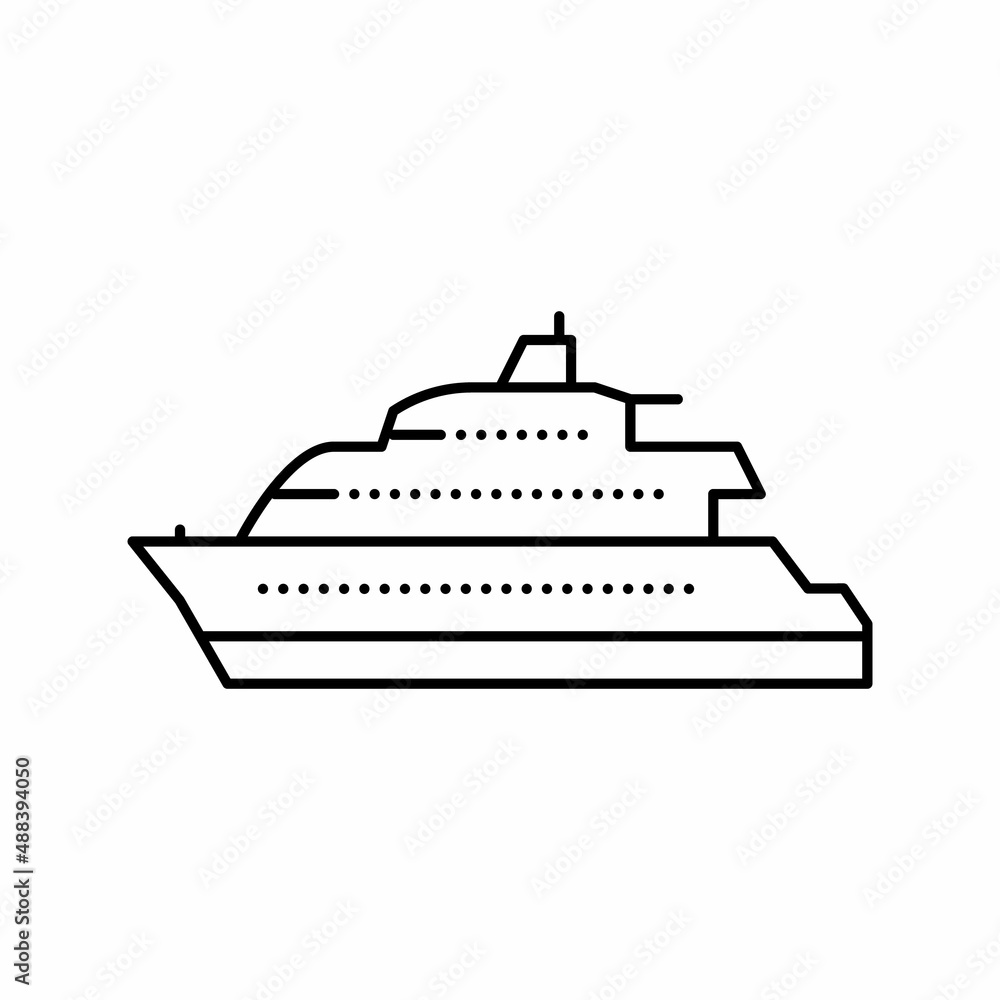 motor yacht boat line icon vector illustration
