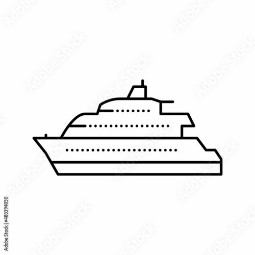motor yacht boat line icon vector illustration