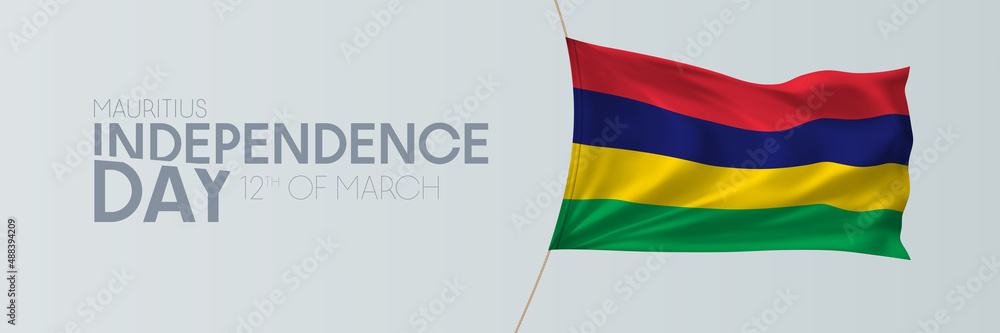 Fototapeta premium Mauritius independence day vector banner, greeting card.