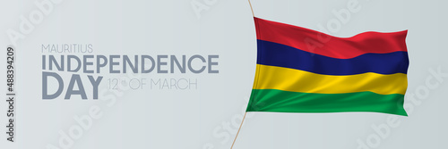 Mauritius independence day vector banner  greeting card.