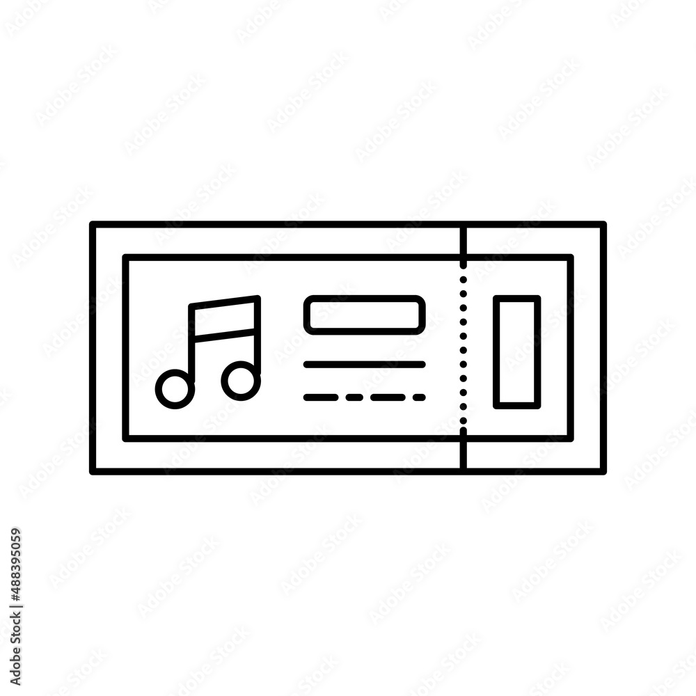 ticket on music festival line icon vector illustration ticket on music festival line icon vector illustration