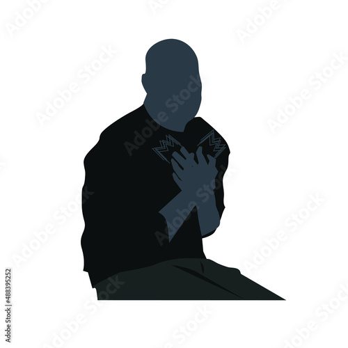 Chest pain Icon stock illustration. The icon depicts the man having chest and heart pain