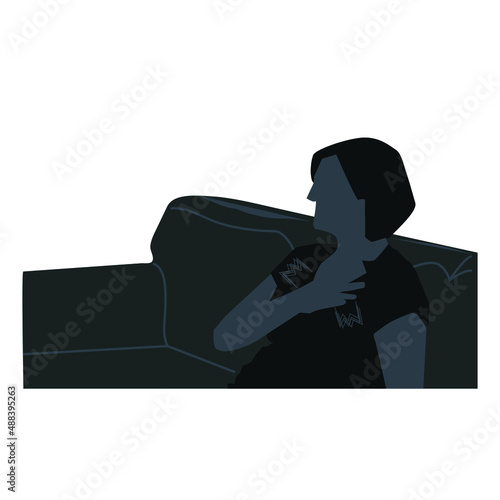 Chest pain Icon stock illustration. The icon depicts the woman having chest and heart pain