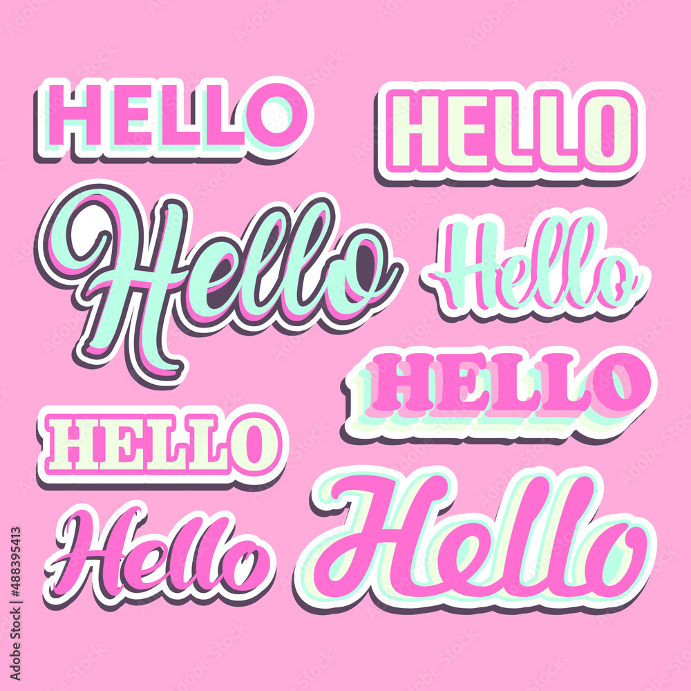 Hello stickers vintage collection free vector