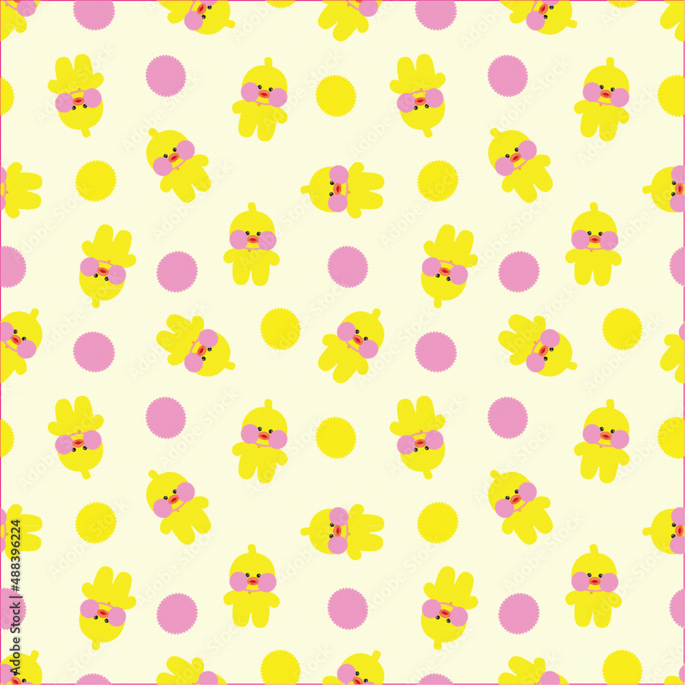 Bright yellow ducks on a light background. Children's seamless background for any use.