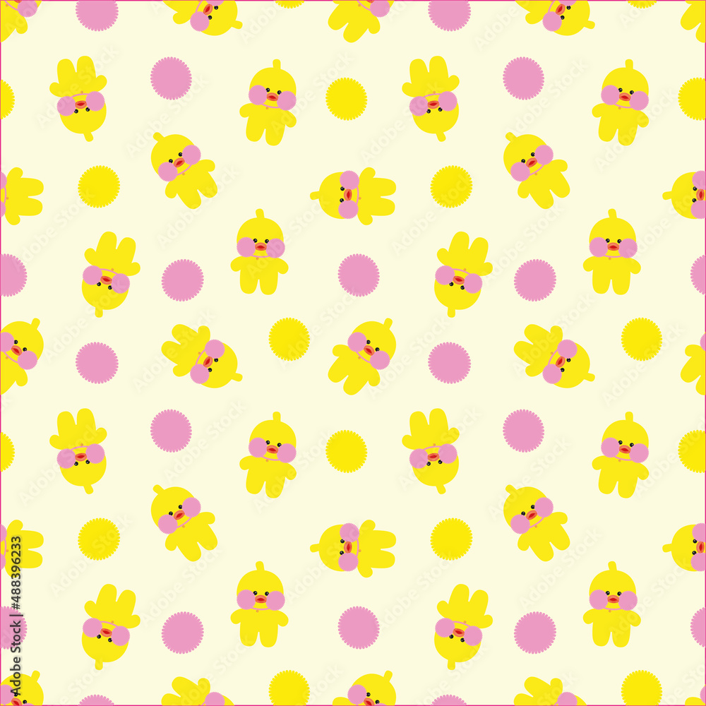 Bright yellow ducks on a light background. Children's seamless background for any use. Bright yellow ducks on a light background. Children's seamless background for any use.