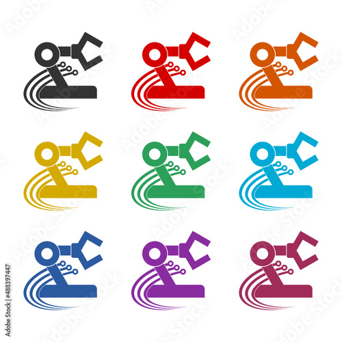 Robotic arm icon or logo, color set photo