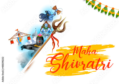 Lord Shiva Linga  Indian God of Hindu for Maha Shivratri festival of India