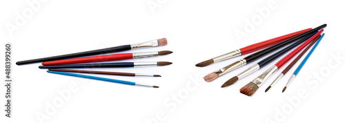 Set of paint brushes isolated on a white background