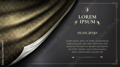 White smooth rip curl edges on wavy silk fabric curtain thai pattern background. Premium Vector