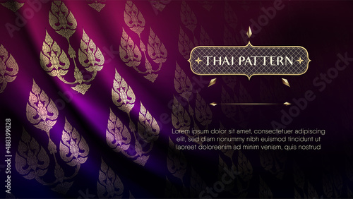 Gradient blue pink traditional thai curtain background Premium Vector
