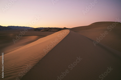 Light and texture on a sand dune at sunset