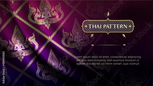 Gradient blue pink traditional thai curtain background Premium Vector