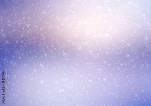 Snow vortex light blue glowing empty background. Winter outside airy illustration. Day light. Soft texture.