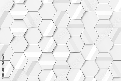 Modern tile wall design. Abstract background of hexgon. 3D rendering.