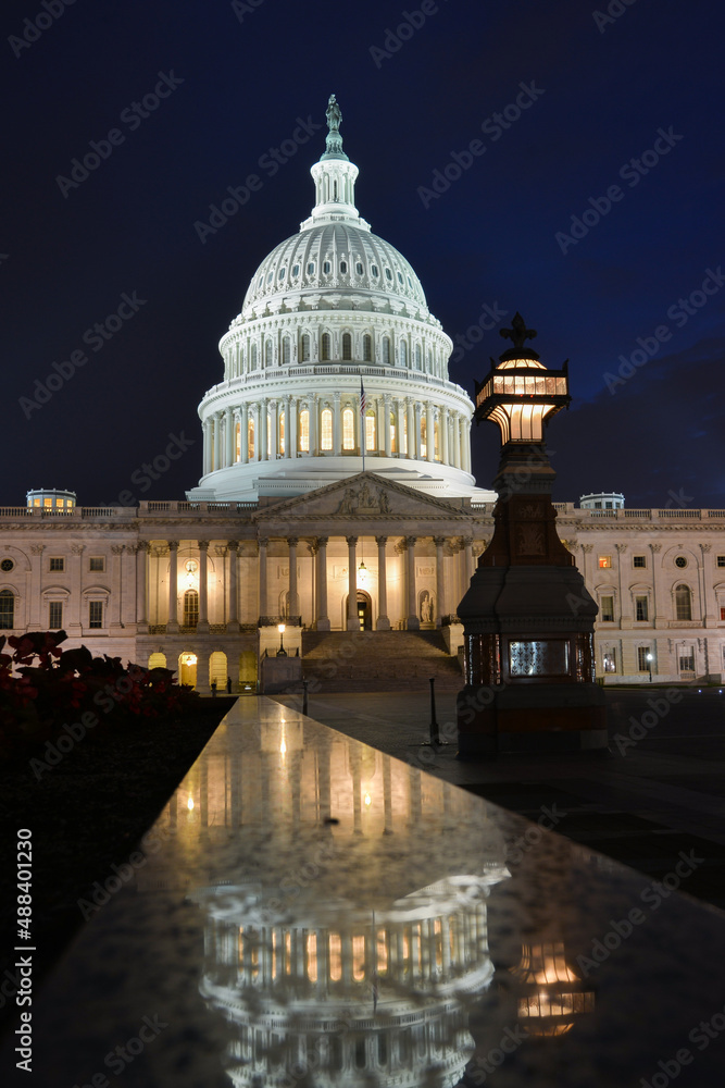 United States Capitol building at night - Washington DC, United States	