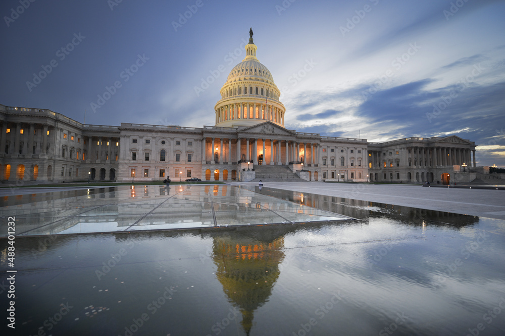 United States Capitol building at night - Washington DC, United States	
