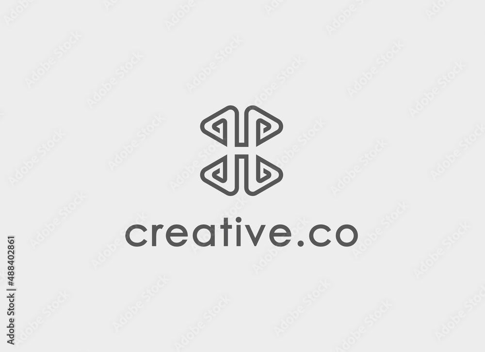 Naklejka premium Initial Letter H Logo. Geometric Line Shapes Origami Style isolated on White Background. Usable for Business Logo and Branding. Flat Vector Logo Design Template Elements