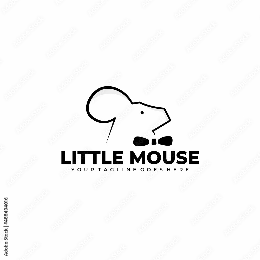 Little mouse logo design inspiration. Mouse logo template. Vector Illustration