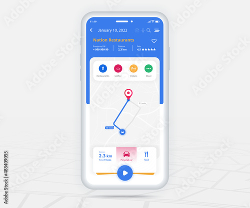 Map GPS navigation app ux ui concept, Mobile map application, Smartphone App search map navigation, Technology map, City navigation maps, City street, gps tracking, Location tracker, Vector