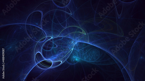 3D rendering abstract blue fractal light background