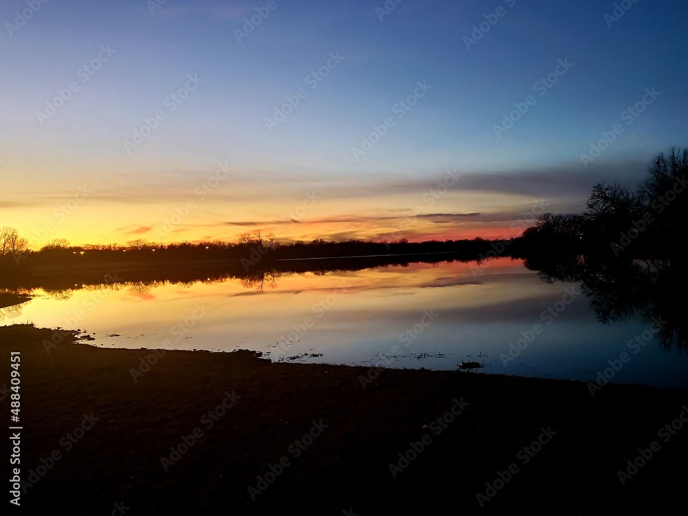 sunset reflection on the lake