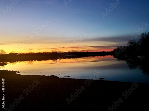 sunset reflection on the lake